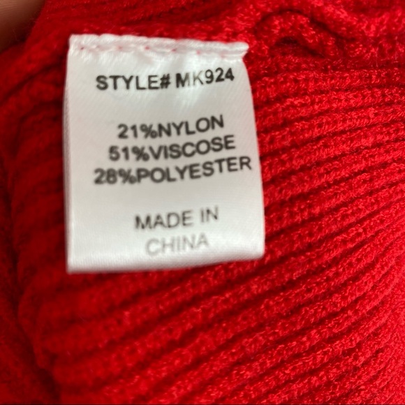 Red Rib Bell Long Sleeve Sweater TurtleNeck size S size L New - Picture 6 of 14